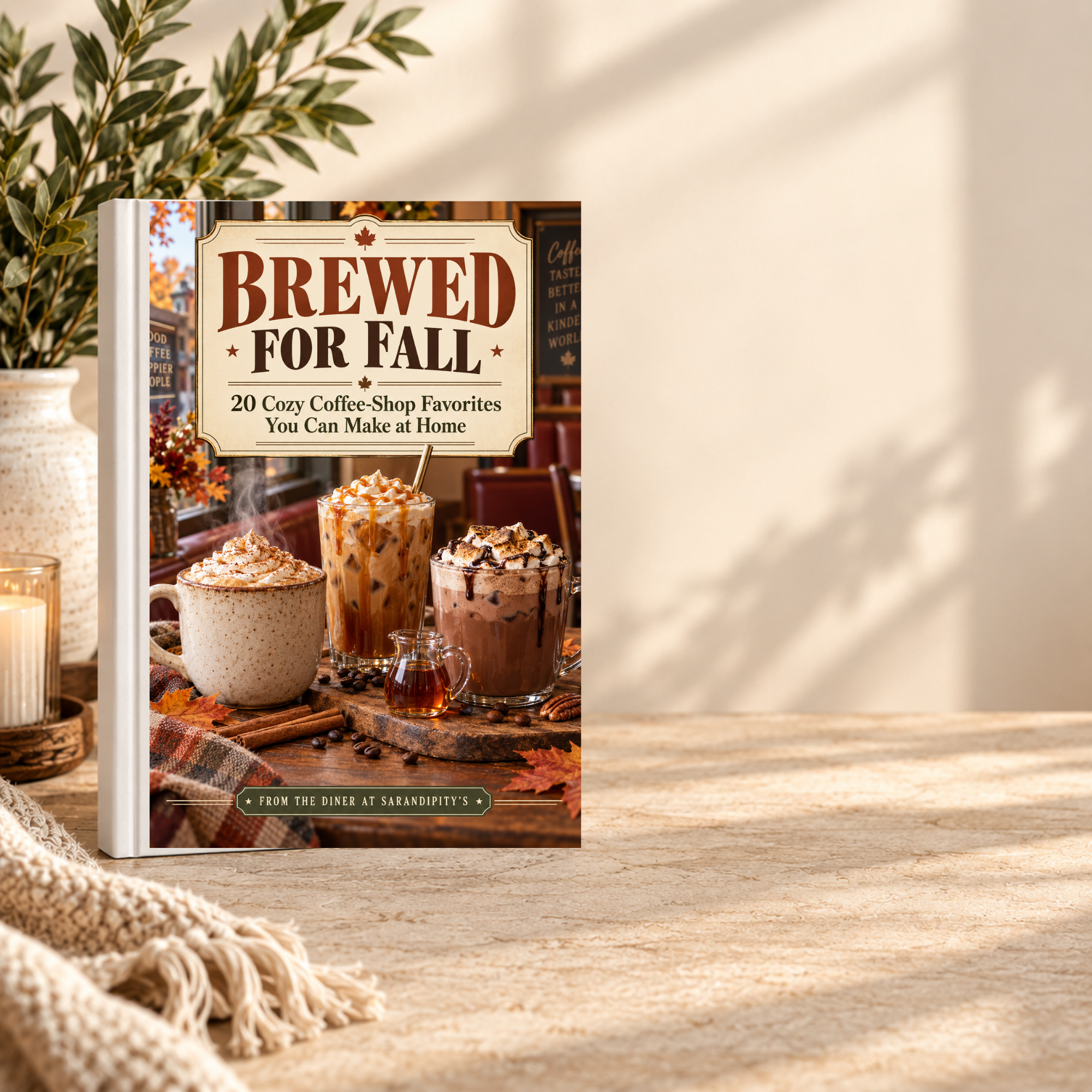 Brewed for Fall digital cookbook with 20 cozy fall coffee recipes to make at home