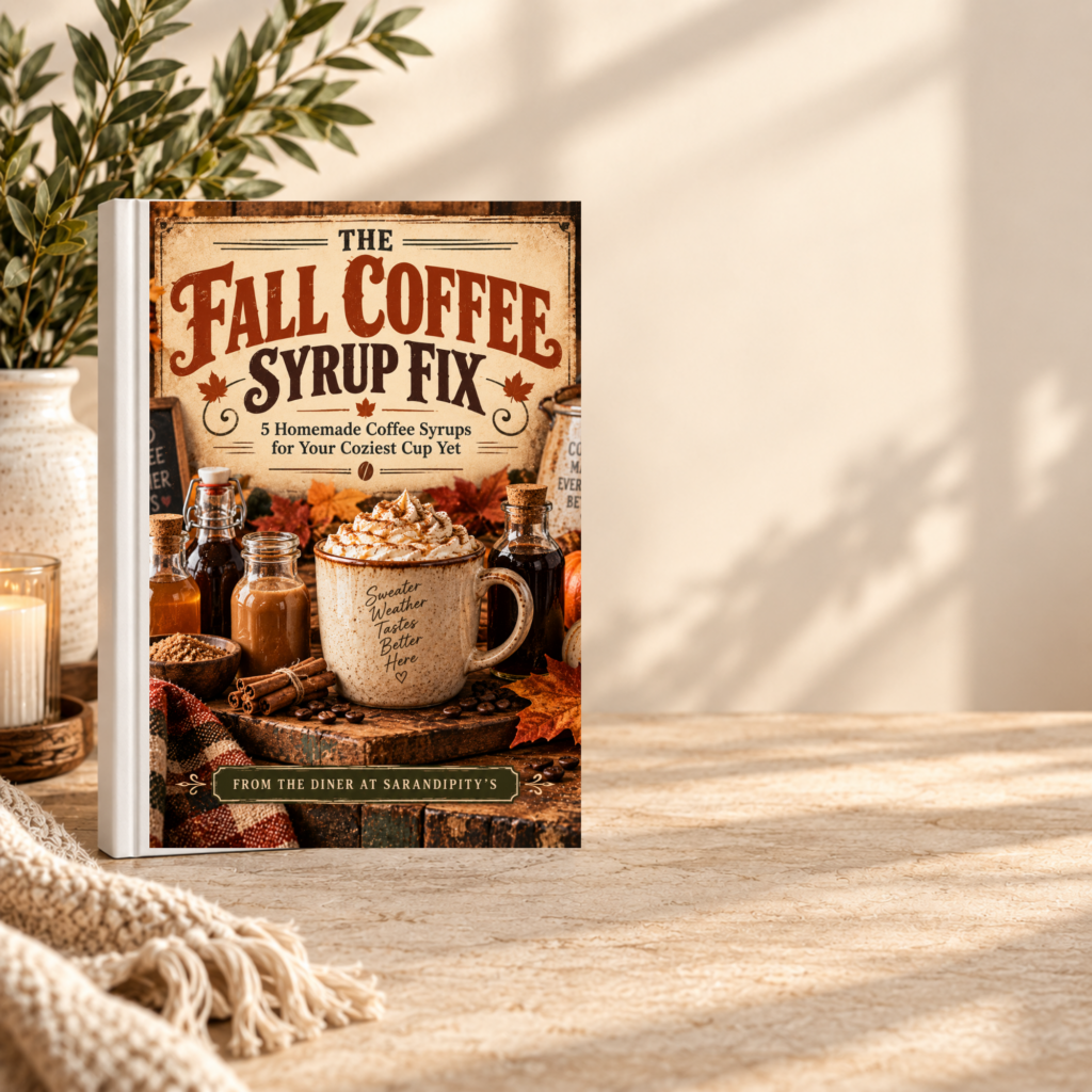 The Fall Coffee Syrup Fix free printable with 5 homemade fall coffee syrup recipes